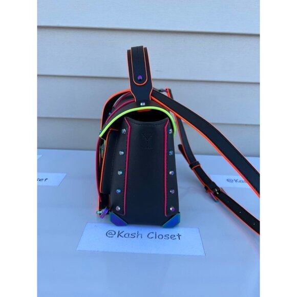 Michael Kors satchel manhattan medium leather contrast trim satchel black - Picture 4 of 11